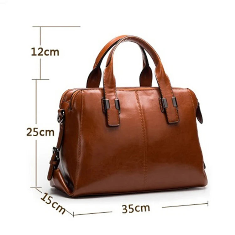 Luxury Real Cow Leather Ladies Handbag – Genuine Leather Bag, Designer Totes & Women Messenger Bag, High-Quality Luxury Brand