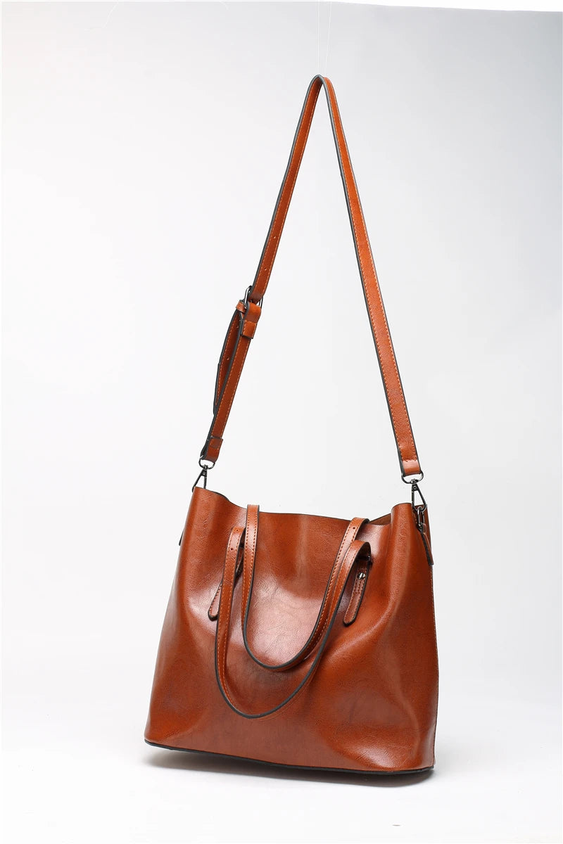 Women Leather Handbags – Large PU Tote Shoulder Bag for Ladies in Brown, Black & Red