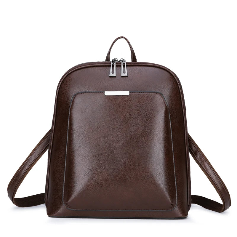 Women’s High-Quality PU Leather Backpack – Fashion Vintage Large Capacity Shoulder Bag
