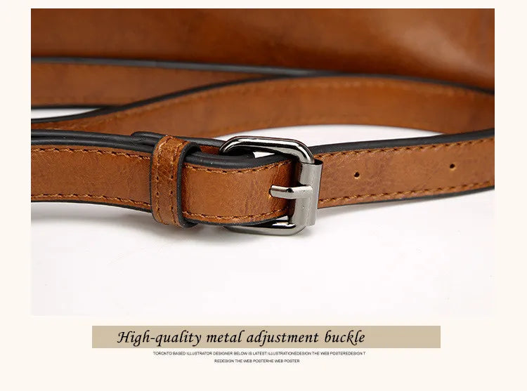 Oil Wax Women’s Leather Handbag – Luxury Lady Hand Bag with Purse Pocket & Messenger Design