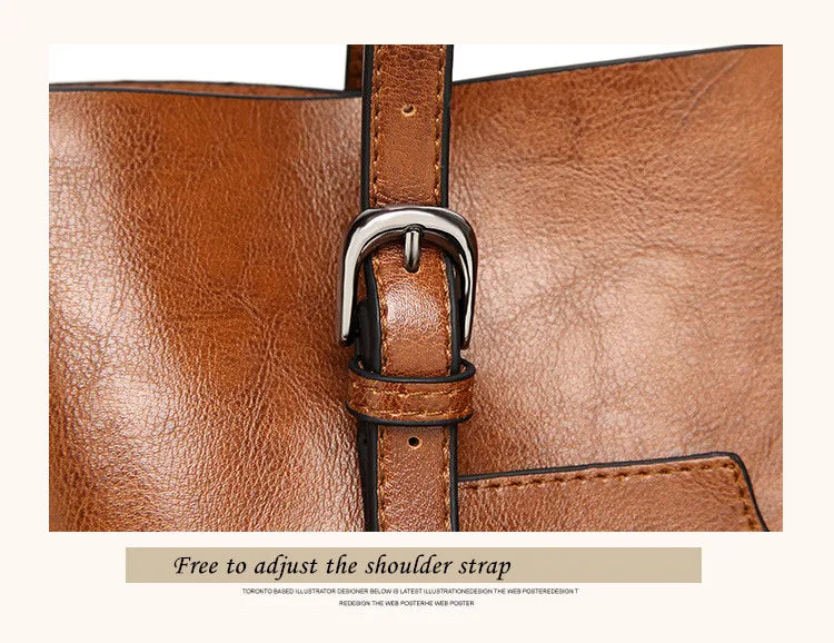 Oil Wax Women’s Leather Handbag – Luxury Lady Hand Bag with Purse Pocket & Messenger Design