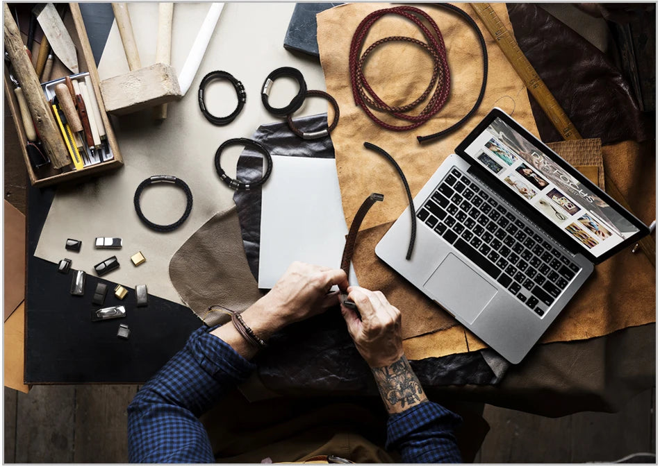 Punk Braided Leather Bracelet for Men – Stainless Steel Magnetic Clasp Fashion Jewelry AAA+++