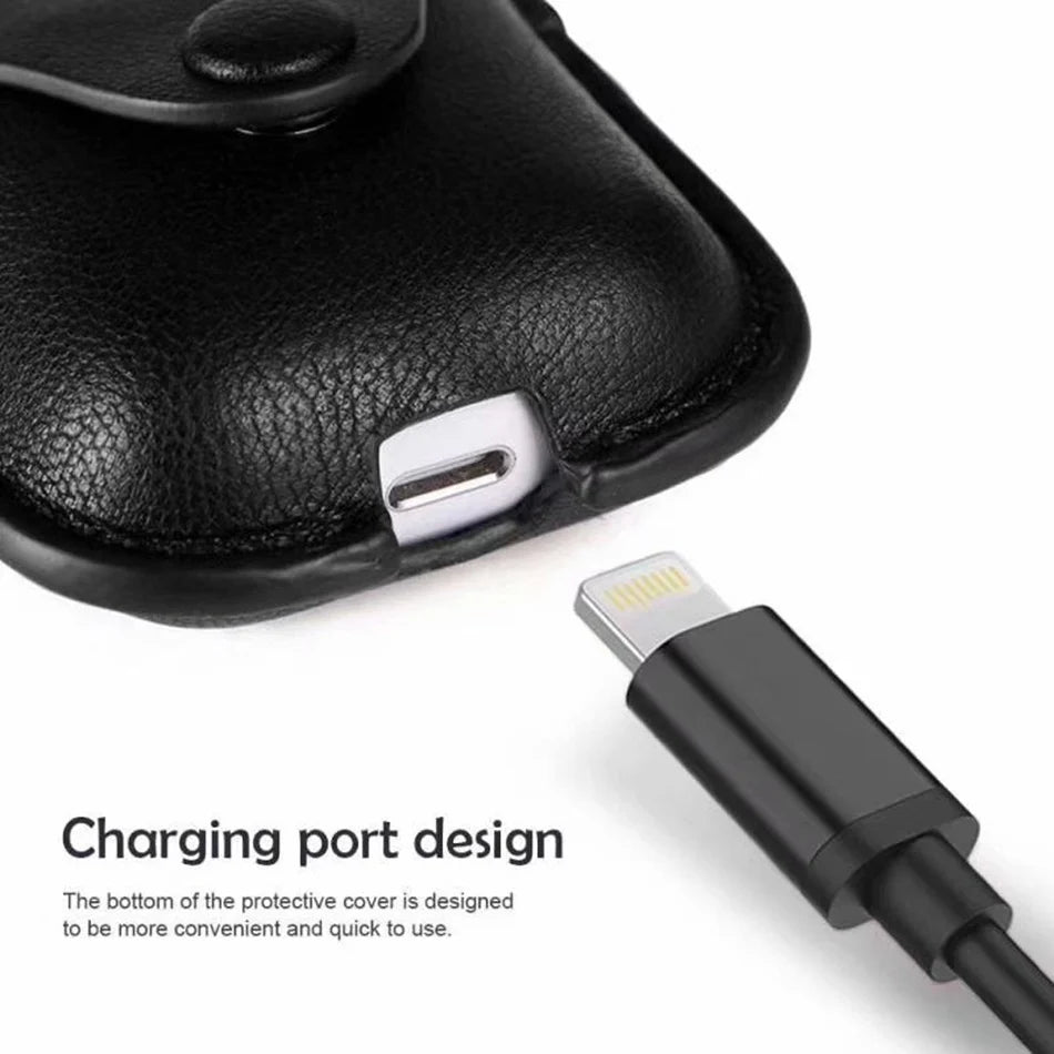 Headphone Case for AirPods – Luxury Genuine Leather Cover for Apple AirPods 2