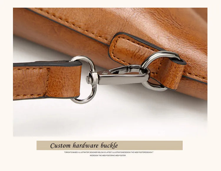 Oil Wax Women’s Leather Handbag – Luxury Lady Hand Bag with Purse Pocket & Messenger Design