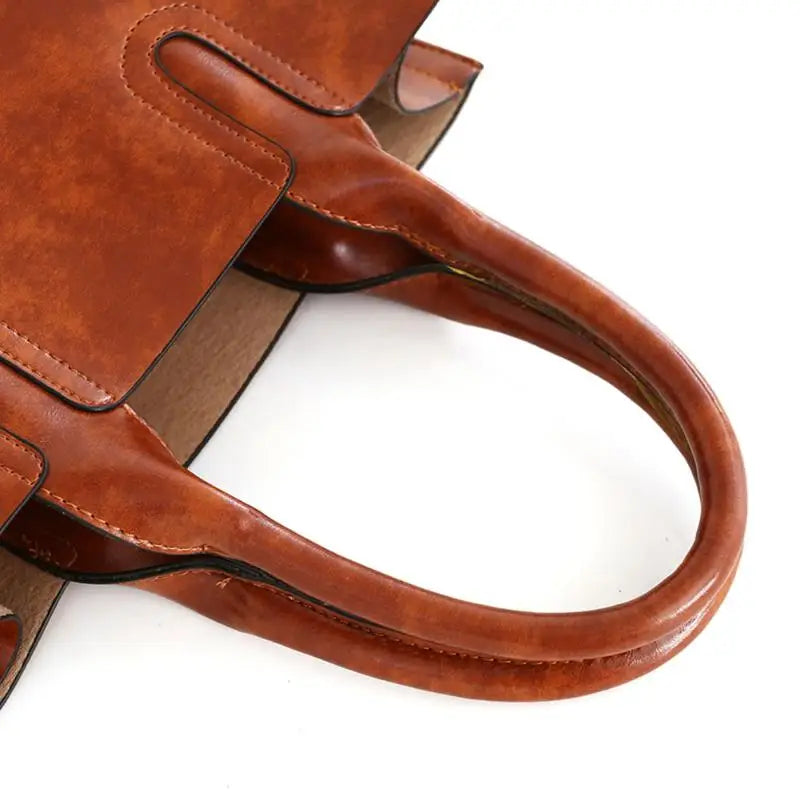 3 Pcs/Set Oil Wax Leather Women Bags – Casual Leather Handbags, Trunk Tote & Shoulder Bag