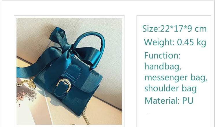 Top-Handle Bags for Women – European Style Velvet Chain Handbag with Bow Crossbody Bag