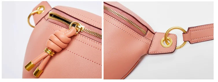100% Genuine Leather Women’s Waist Bag – Luxury Shoulder & Crossbody Chain Belt Bag
