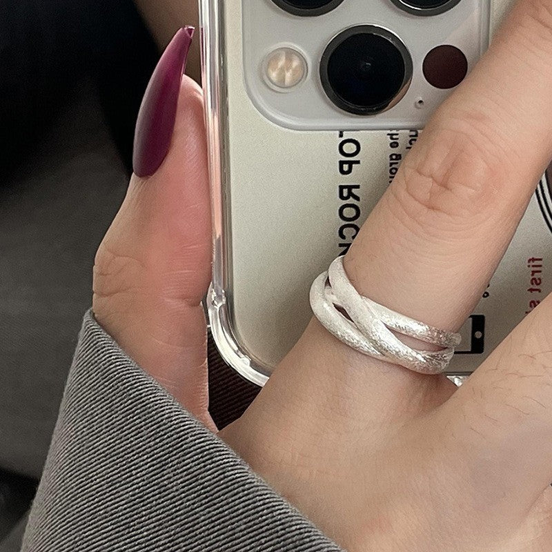 High-End S925 Sterling Silver Zircon Brushed Ring – Medieval Style Retro Women’s Jewelry