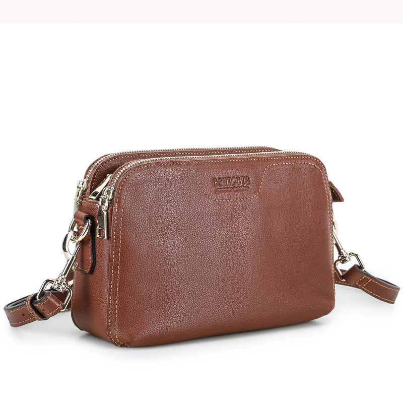 Full-Grain Cowhide Women’s Bag – Multi-Compartment Shoulder & Crossbody Leather Handbag