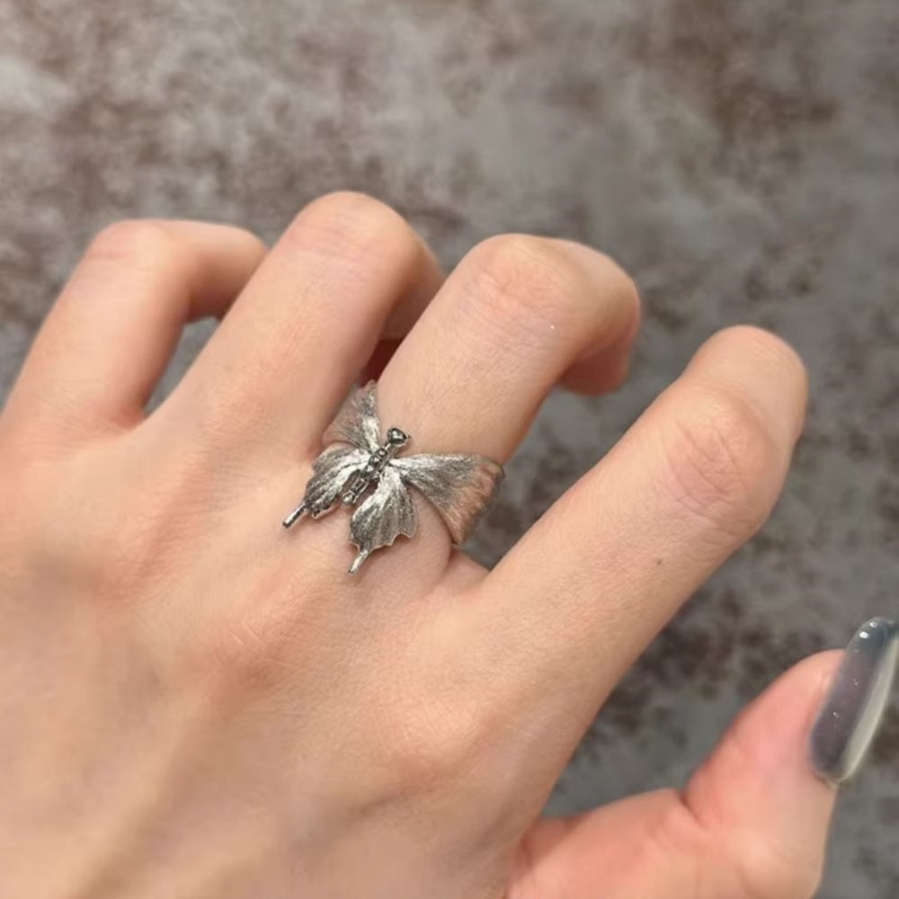 High-End S925 Sterling Silver Zircon Brushed Ring – Medieval Style Retro Women’s Jewelry