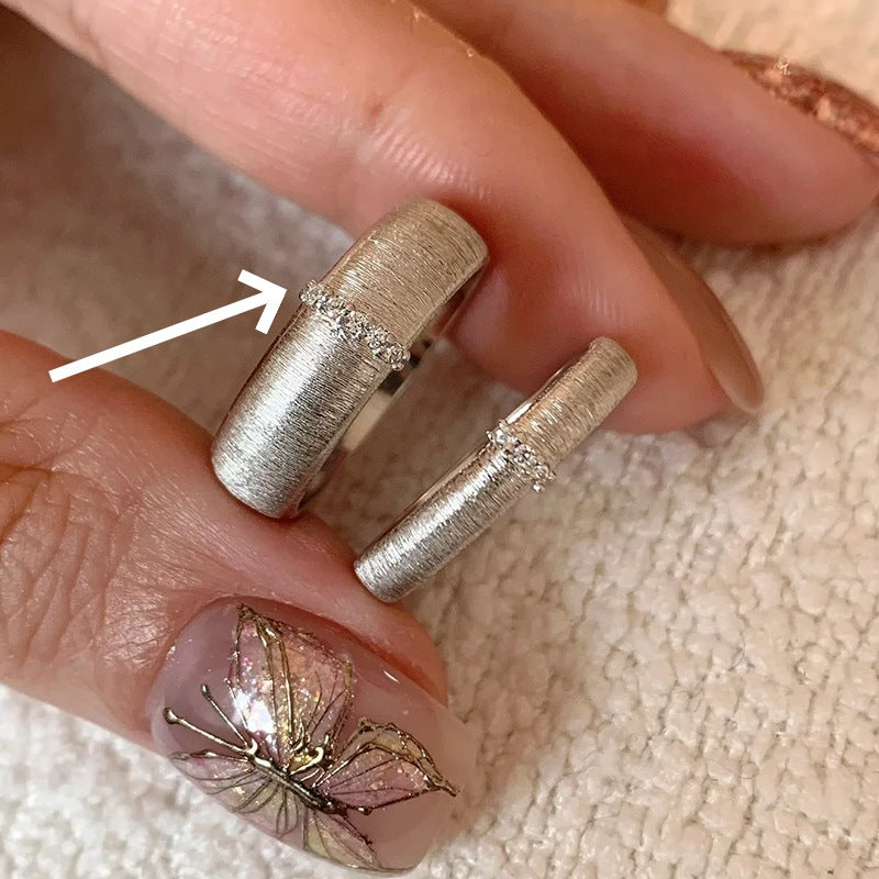 High-End S925 Sterling Silver Zircon Brushed Ring – Medieval Style Retro Women’s Jewelry