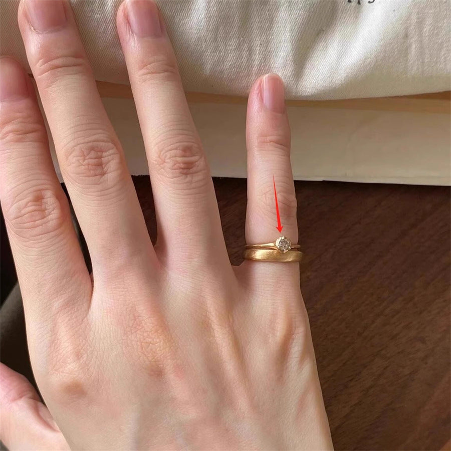 High-End S925 Sterling Silver Zircon Brushed Ring – Medieval Style Retro Women’s Jewelry