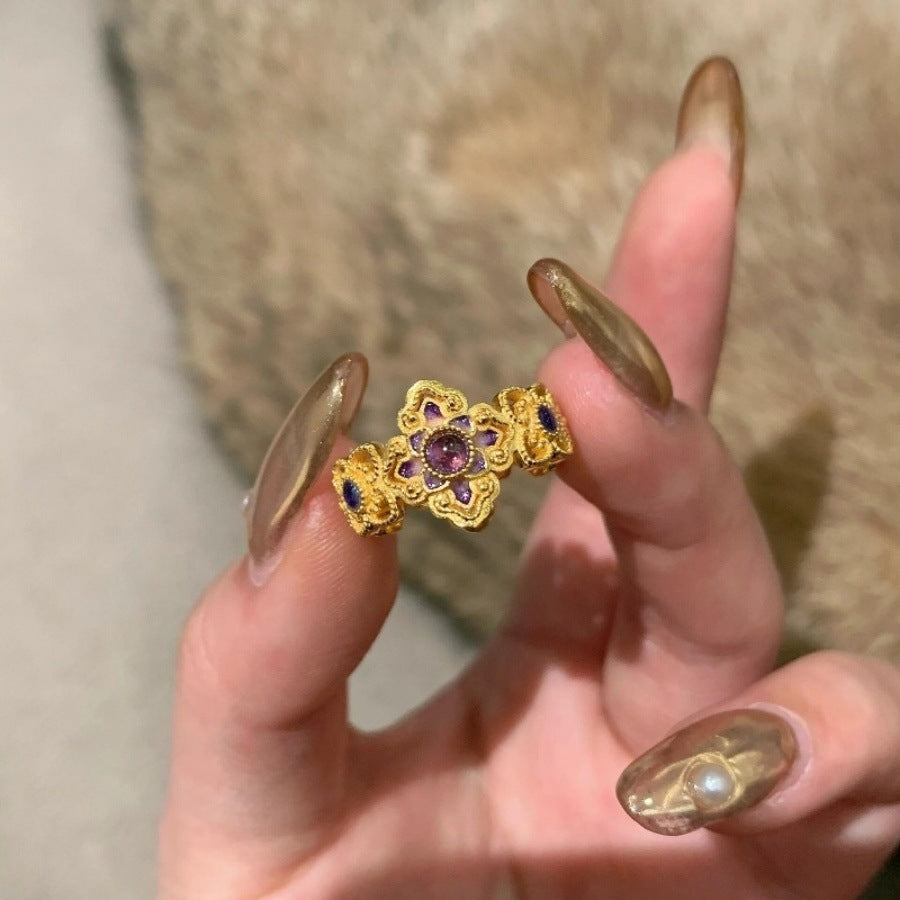 High-End S925 Sterling Silver Zircon Brushed Ring – Medieval Style Retro Women’s Jewelry