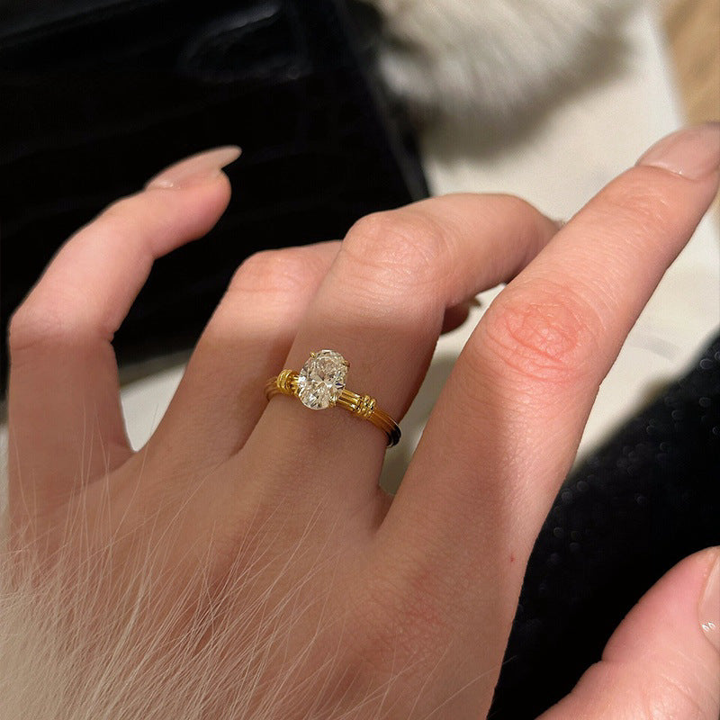 High-End S925 Sterling Silver Zircon Brushed Ring – Medieval Style Retro Women’s Jewelry