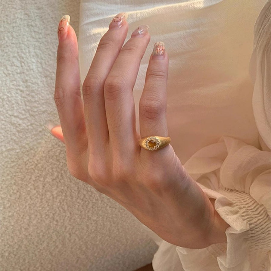 High-End S925 Sterling Silver Zircon Brushed Ring – Medieval Style Retro Women’s Jewelry