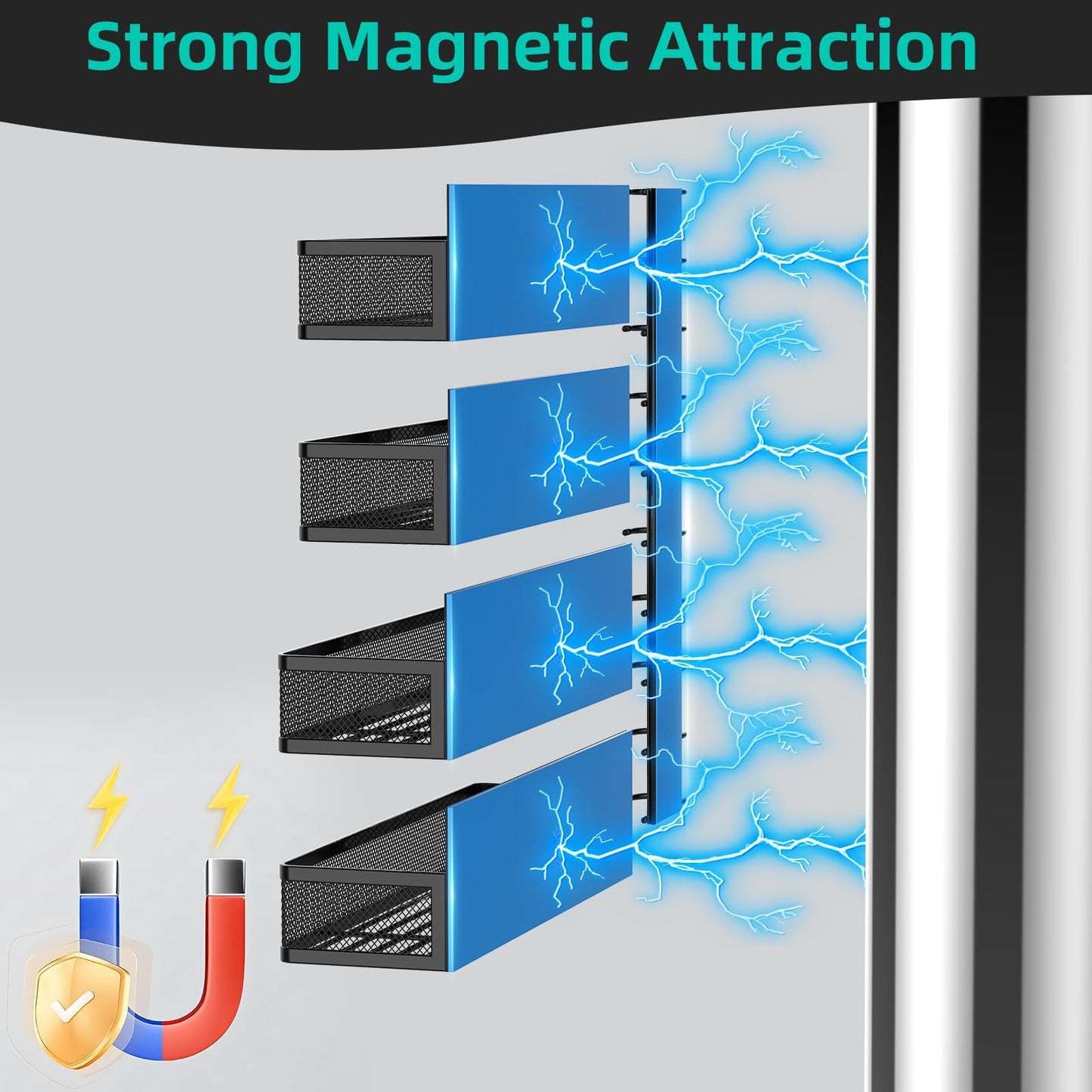 Magnetic Fridge Organizer Rack – Moveable Seasoning Shelf Spice Rack for Refrigerator