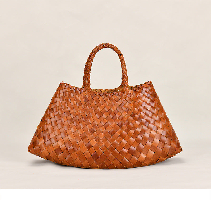 New Genuine Leather Weave Hand Bags – Tote, Basket & Beach Handbag for Women