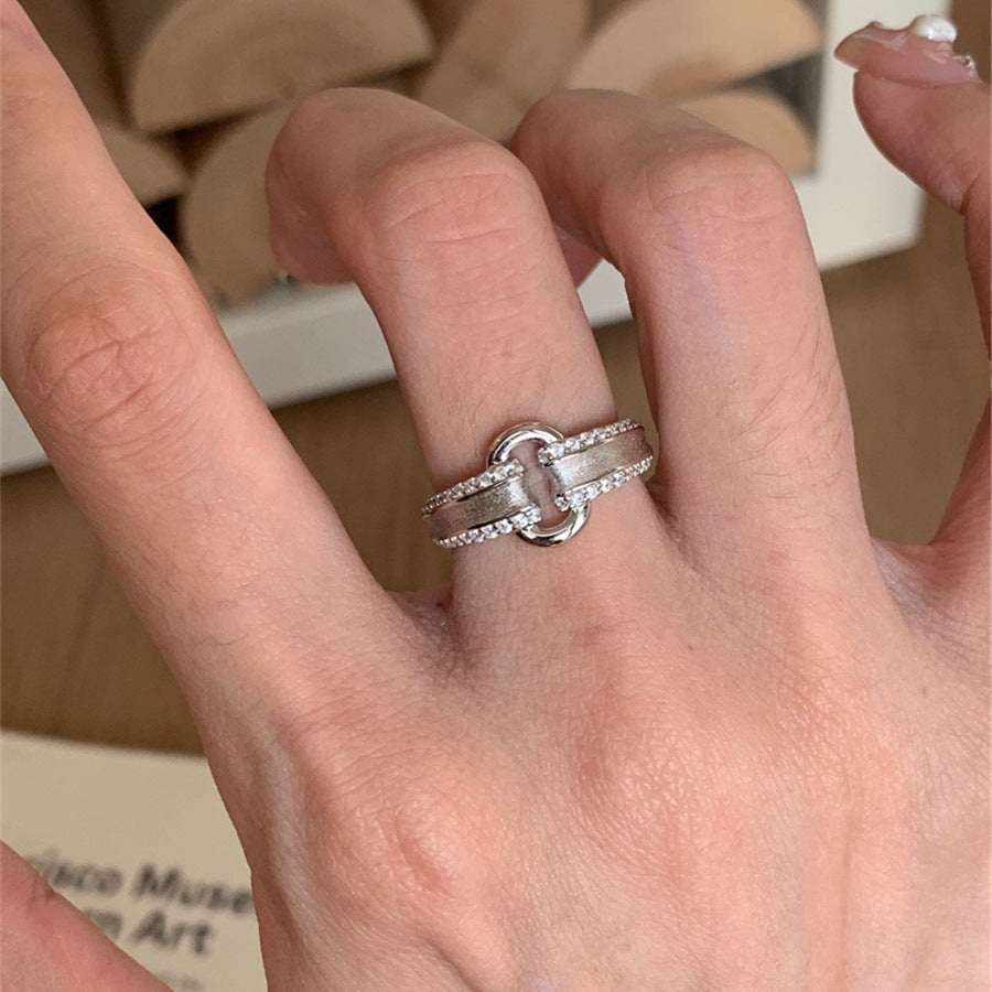 High-End S925 Sterling Silver Zircon Brushed Ring – Medieval Style Retro Women’s Jewelry