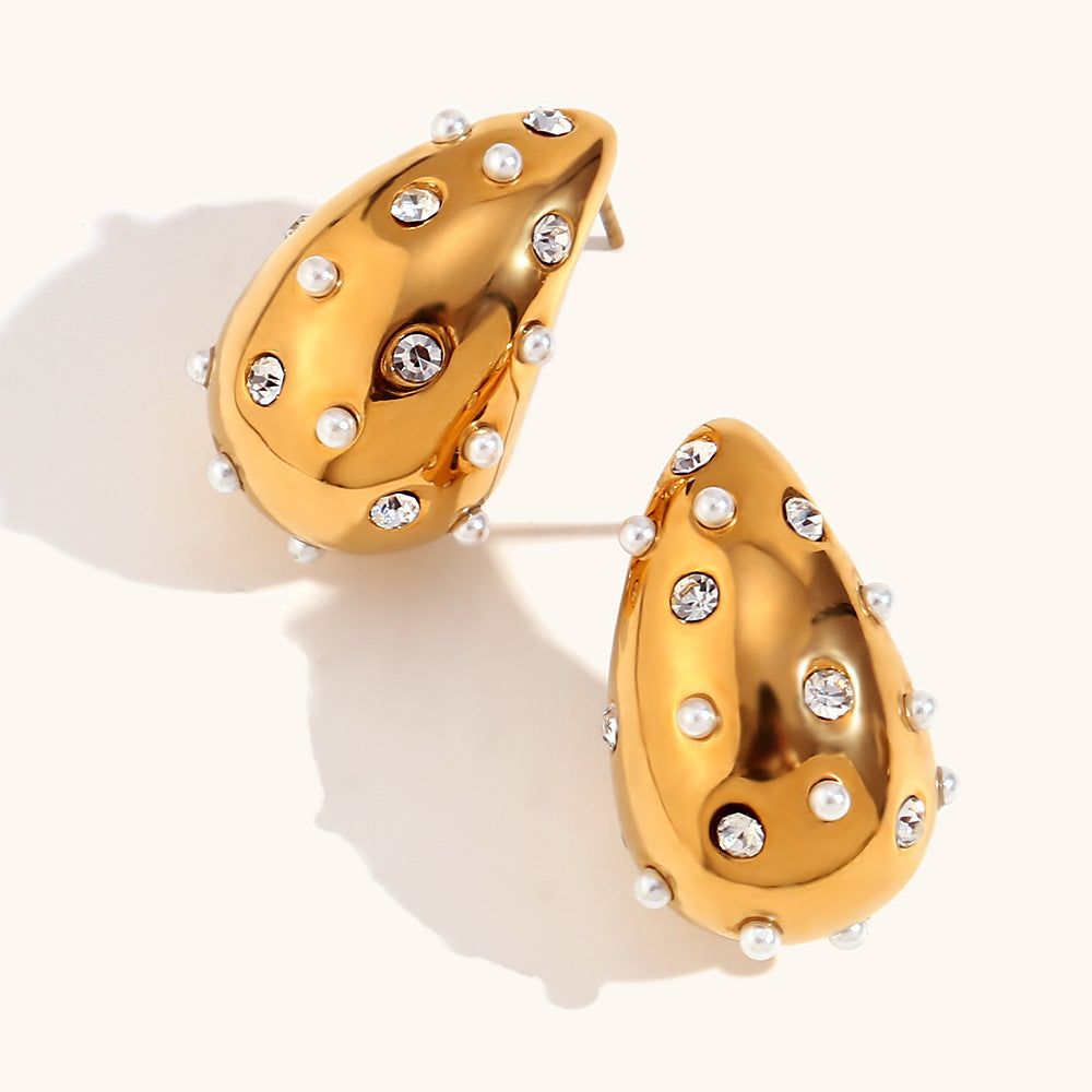 Gold Silver Color Chubby Waterdrop 316L Stainless Steel 18K Gold Stud Earrings – Fashion Jewelry Gift