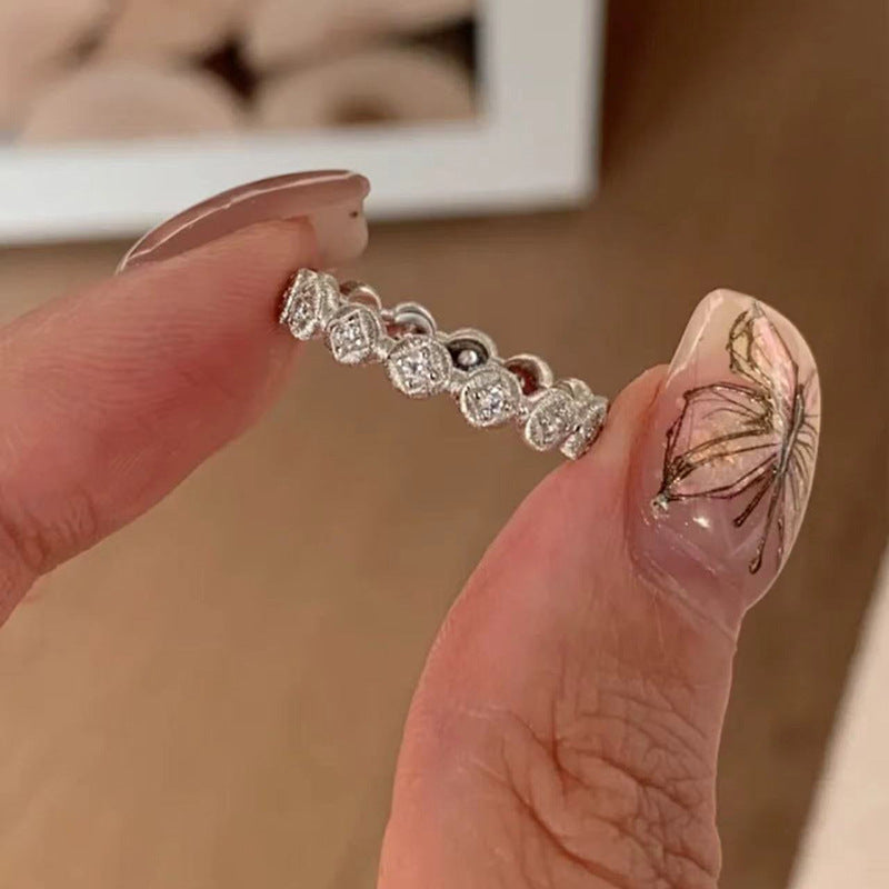 High-End S925 Sterling Silver Zircon Brushed Ring – Medieval Style Retro Women’s Jewelry