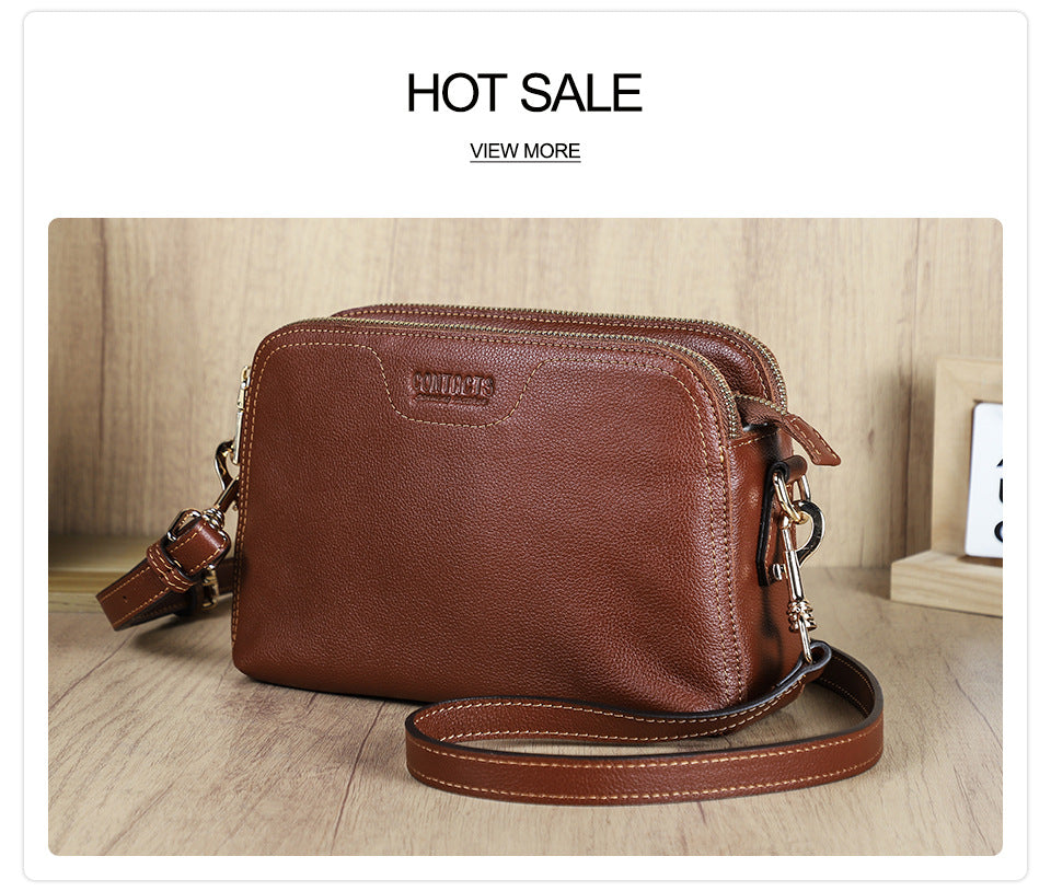 Full-Grain Cowhide Women’s Bag – Multi-Compartment Shoulder & Crossbody Leather Handbag