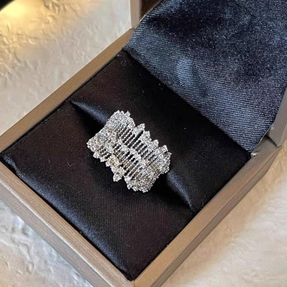 High-End S925 Sterling Silver Zircon Brushed Ring – Medieval Style Retro Women’s Jewelry