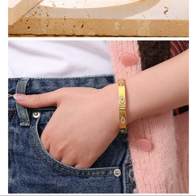 Devil's Eye Diamond Stainless Steel Eye Bracelet titanium steel