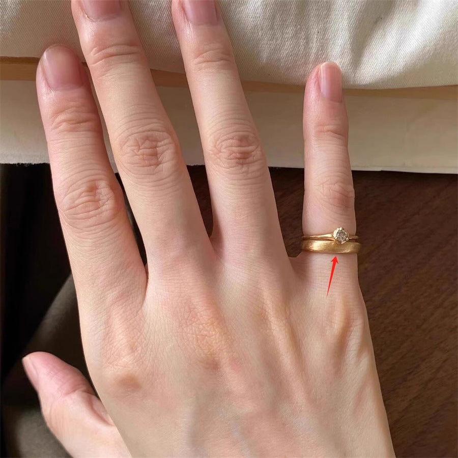 High-End S925 Sterling Silver Zircon Brushed Ring – Medieval Style Retro Women’s Jewelry