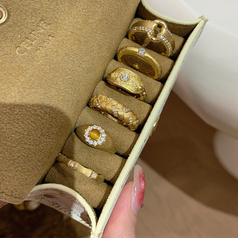 High-End S925 Sterling Silver Zircon Brushed Ring – Medieval Style Retro Women’s Jewelry