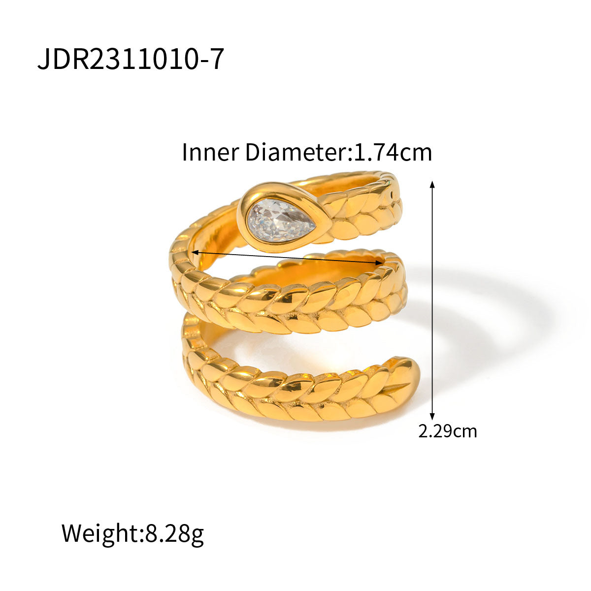 18K Gold Stainless Steel Zircon Opening Ring – Stylish Titanium Steel Hand Jewelry