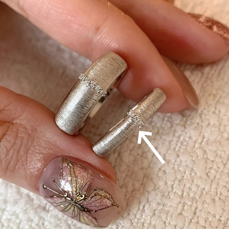 High-End S925 Sterling Silver Zircon Brushed Ring – Medieval Style Retro Women’s Jewelry