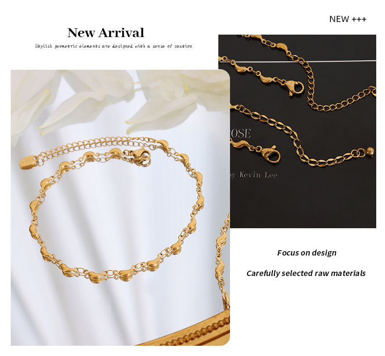 Titanium Steel 18K Gold Dolphin Anklet – Rustic Geometric Fashion Jewelry for Women