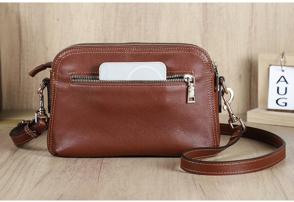 Full-Grain Cowhide Women’s Bag – Multi-Compartment Shoulder & Crossbody Leather Handbag