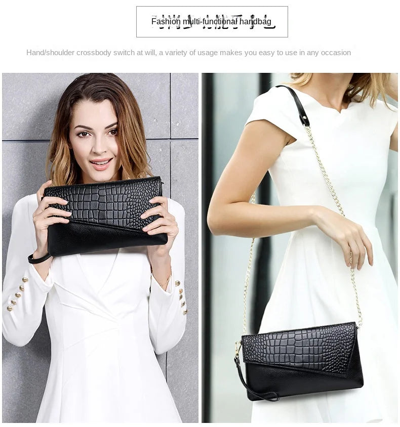 Luxury Genuine Leather Crossbody Bag – Real Cowhide Shoulder Bag, Stylish Genuine Leather Clutch & Women’s Genuine Leather Handbag