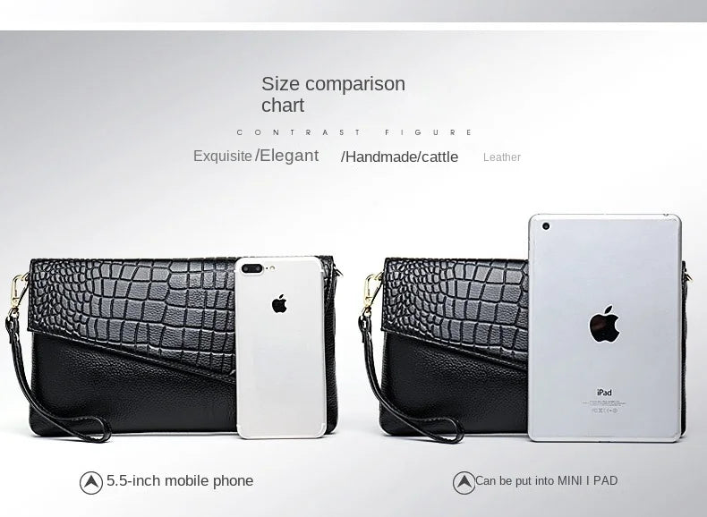 Luxury Genuine Leather Crossbody Bag – Real Cowhide Shoulder Bag, Stylish Genuine Leather Clutch & Women’s Genuine Leather Handbag