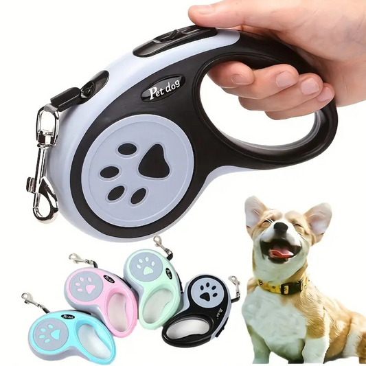 Paw Print Retractable Dog Leash