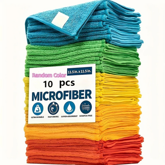 Multi-Purpose Microfiber Cleaning Cloths – 10 or 20pcs Set | Reusable, Absorbent & Quick-Dry Towels for Kitchen, Yard & More