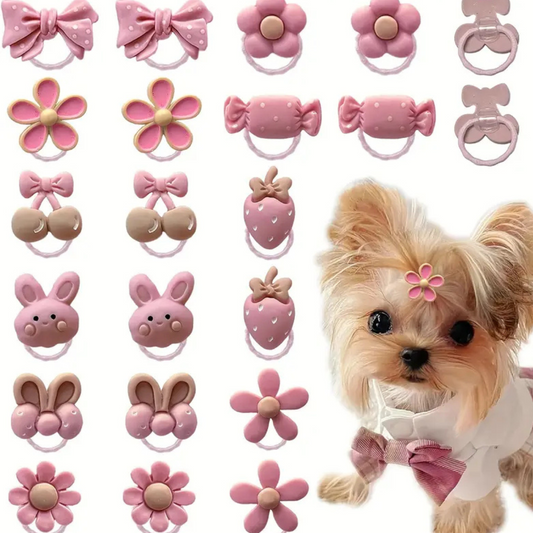20pcs Light Pink Small Dog Hair Bows