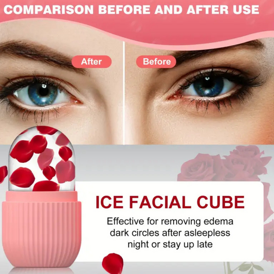 Green Striped Ice Facial Roller – Non-Scented, Battery-Free, Silicone Skincare Tool