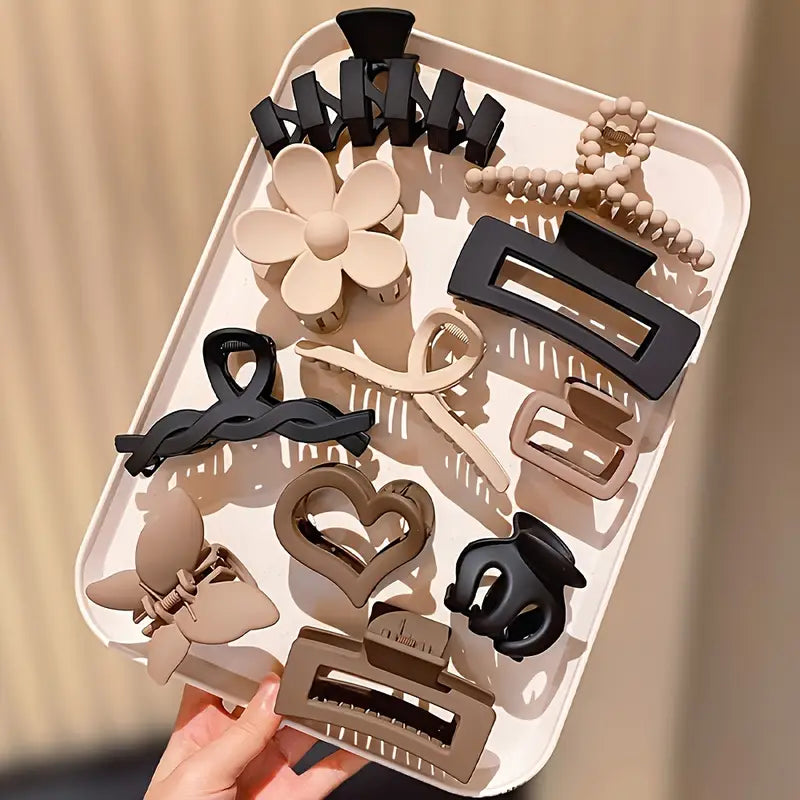 11-Piece Fashionable Hair Claw Clip Set – Trendy, Durable & Gift-Ready with Handbag