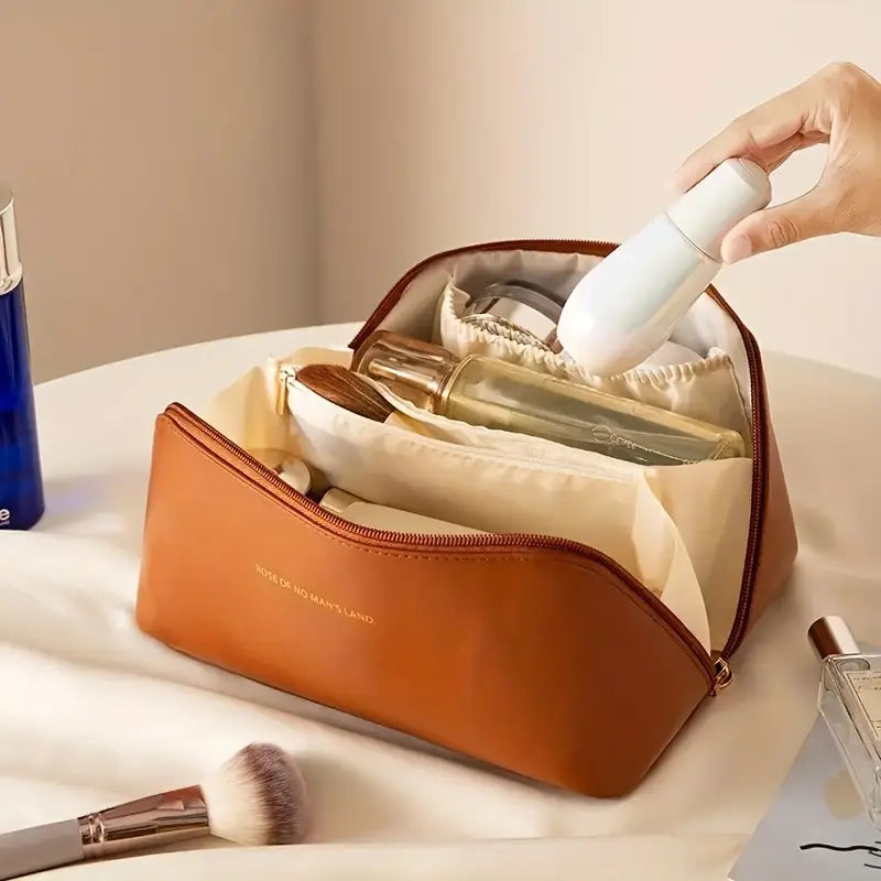 Large Capacity Synthetic Leather Travel Makeup Bag