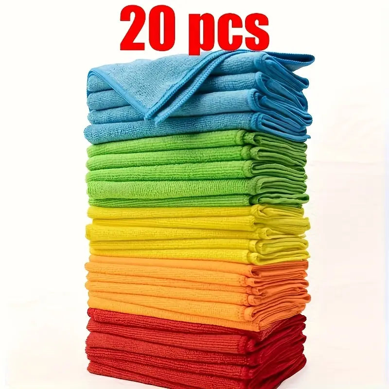 Multi-Purpose Microfiber Cleaning Cloths – 10 or 20pcs Set | Reusable, Absorbent & Quick-Dry Towels for Kitchen, Yard & More
