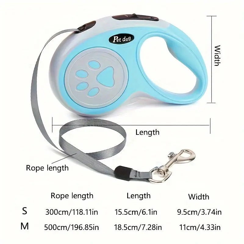 Paw Print Retractable Dog Leash