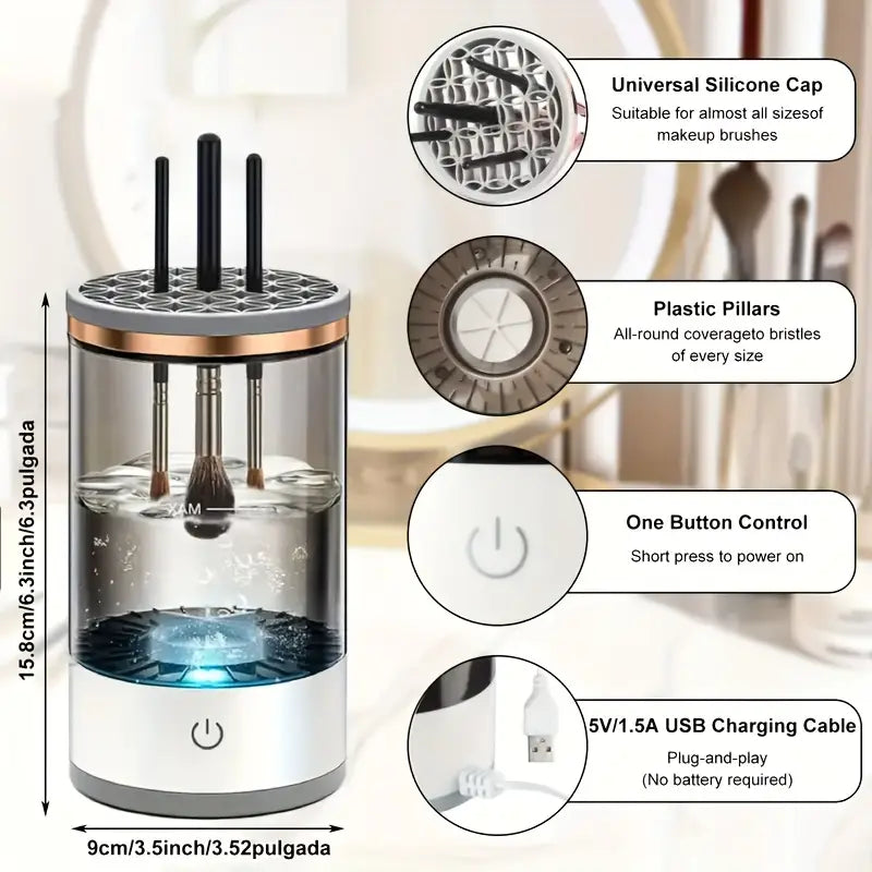 USB-Powered Automatic Makeup Brush Cleaner & Dryer – Deep Cleaning Machine for All Brush Types
