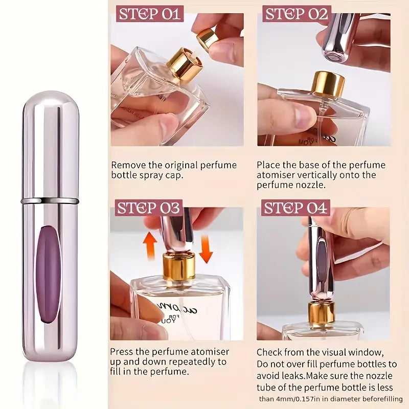 5-Pack Leakproof Travel Perfume Atomizer – Unscented, PVC-Free Portable Fragrance Bottles